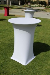 White round Spandex cocktail table